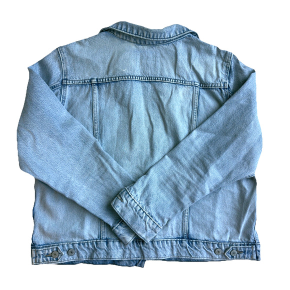 LUCKY BRAND Women Denim Tomboy Trucker Jacket CL Classic Light Acid Wash Jean - Picture 3 of 6